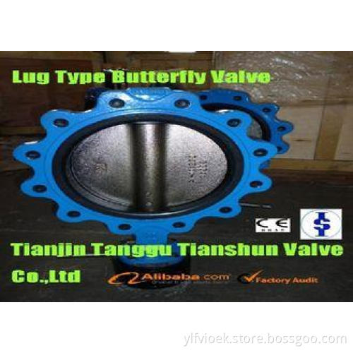 Water PTFE Lined Worm Geared Lug Type Flange Butterfly Valv